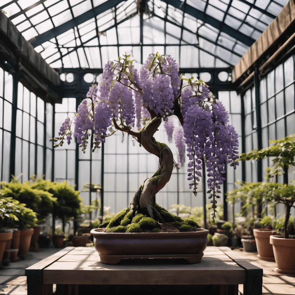 Wisteria Bonsai in greenhouse.