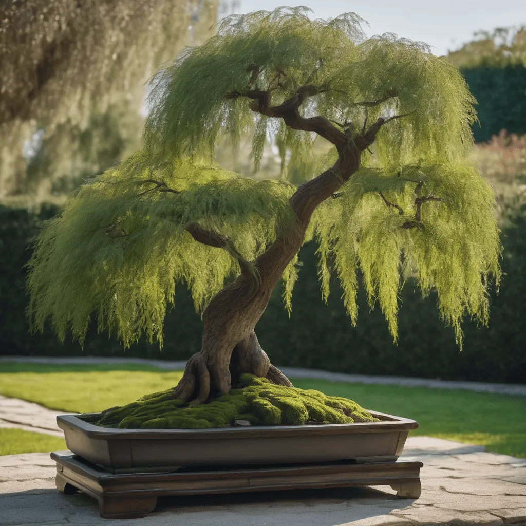 Weeping Willow bonsai on sunny patio